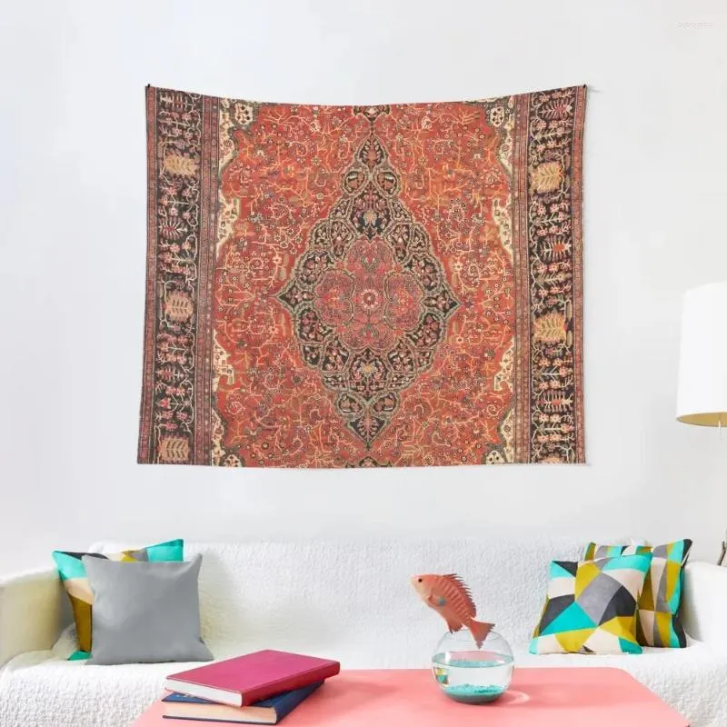 Tapisseries Antique persan Sarouk Farahan, tapis imprimé, décoration murale, décoration de pièce, esthétique
