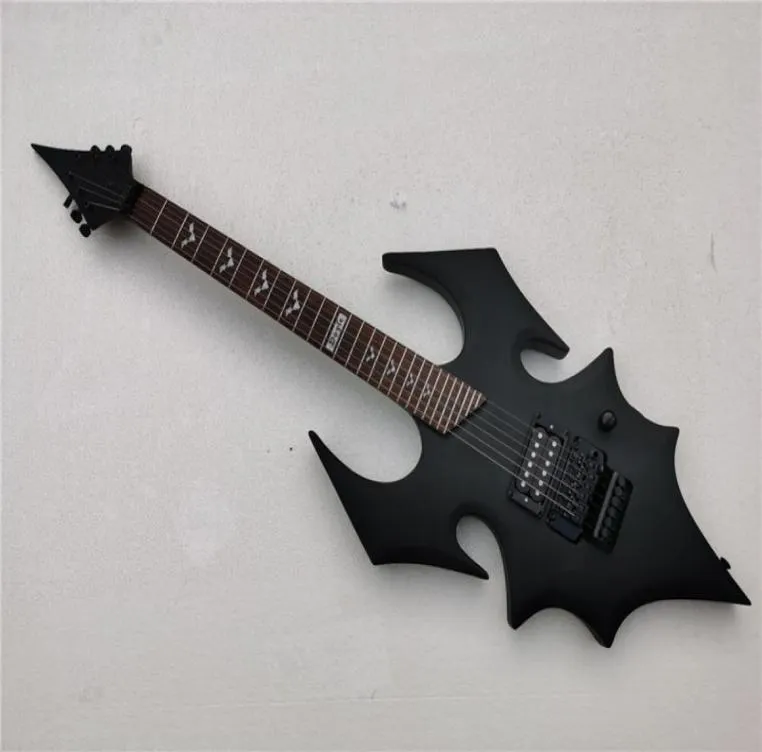 Ny ankomstfabrik Anpassad ovanlig form Bat Body Electric Guitar med Rosewood FretboardBat InlayBlack HardwareOffer Customiz4816232