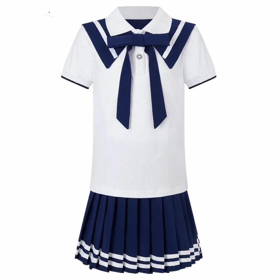 Enfants Filles Étudiant Uniformes scolaires Fi Style Preppy Tops avec jupe plissée Écolière Chorale Stage Performance Tenues I3nx #