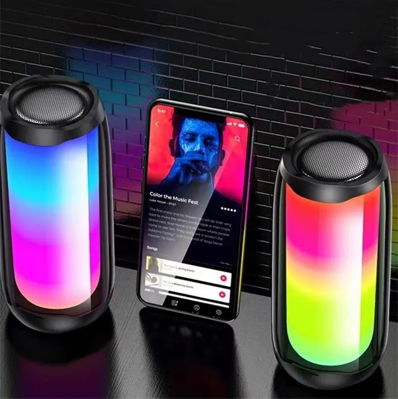 Vente chaude haut-parleurs portables Pulse 5 caisson de basses étanche musique couleur pulsée LED lumières haut-parleurs Bluetooth haut-parleurs portables d'extérieur livraison directe