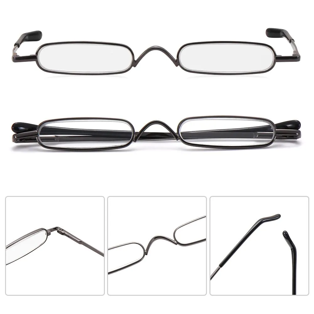 DHgate 1PC Portable Mini Clip on Metal Reading Glasses with Case Unisex Strength 1.0 4.0 Fashion Accessories