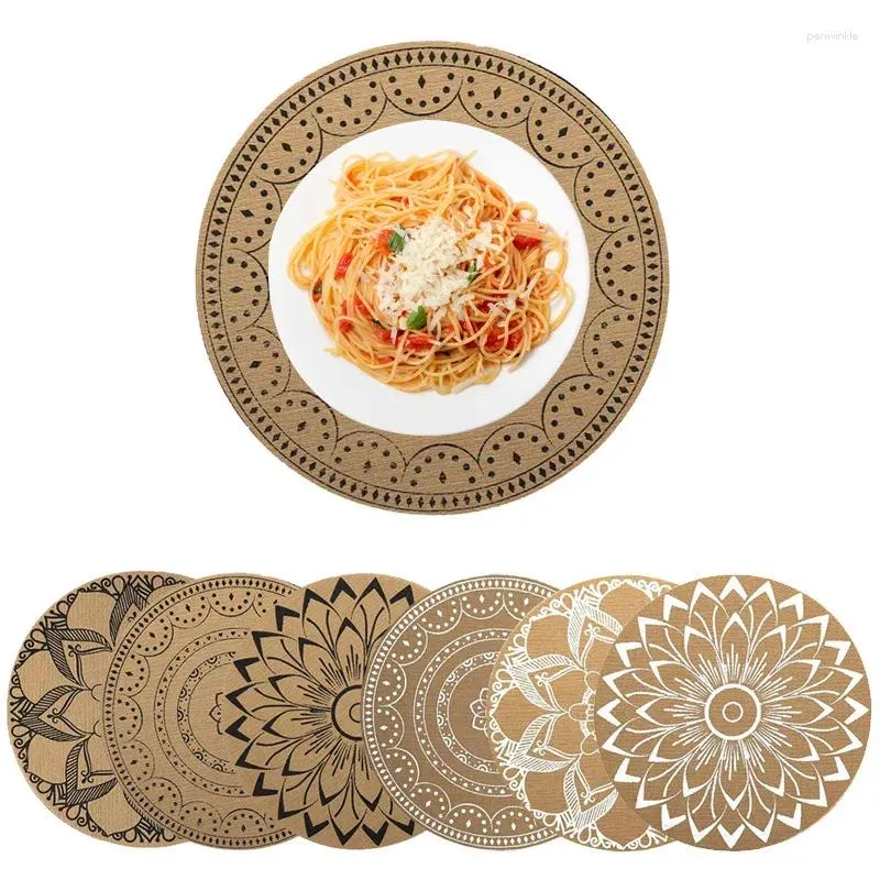 Bord mattor rund placemat 38 cm imitation jute matt utskrift värmesätt kuddar restaurang el dinning kök dekoration