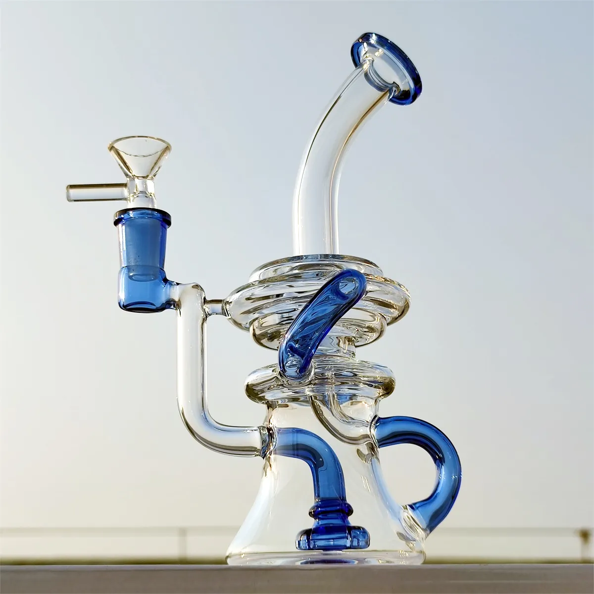 2024 Verre en tête néo fab fabrique clair bleu 9 pouces Bongs en verre pipe à eau Bong tabac tube fumer 14 mm bol tampon