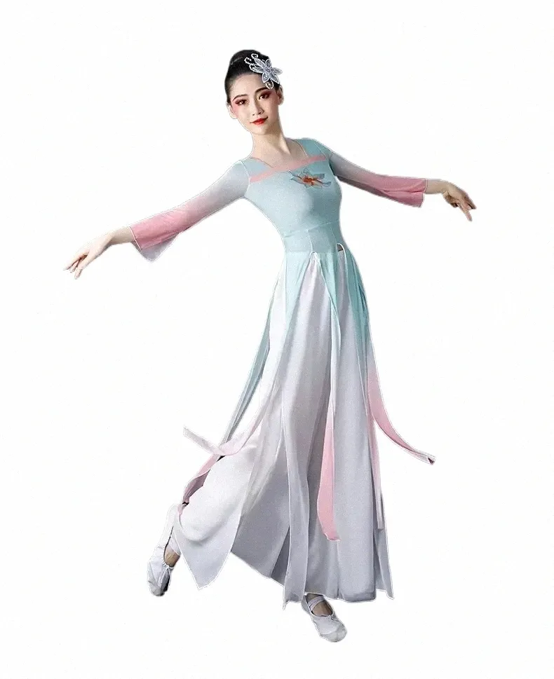 Classica cinese danza classica costume da donna stile etnico elegante fata danza fan danza gradiente Dr y19z #