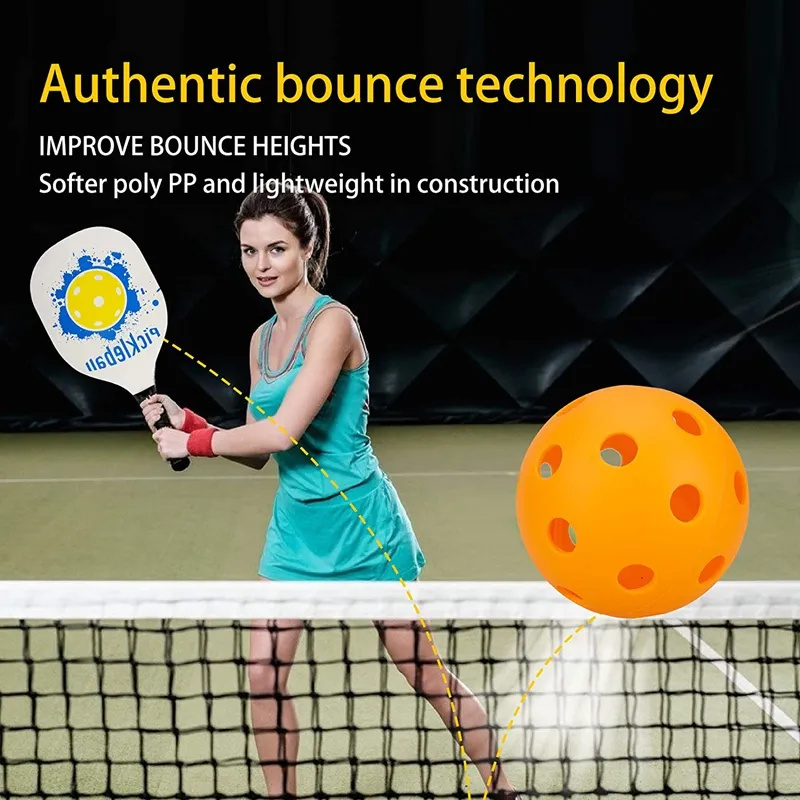 Boules de pickleball intérieure USAPA Paddle Ball 26 trous Pickleball Sport Training Practice Plastic Pickleball Air Flow Hollow Balls