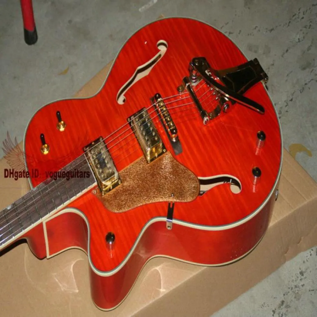 Nya vänsterhandade gitarrer Orange 6120 Jazz Guitar OEM Guitar03950487