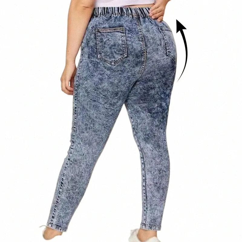 Женские джинсы больших размеров 5XL 4XL Эластичные джинсовые брюки с эластичной резинкой на талии Повседневные большие попы для высоких женщин Джинсы для мам ouc459 29uW #