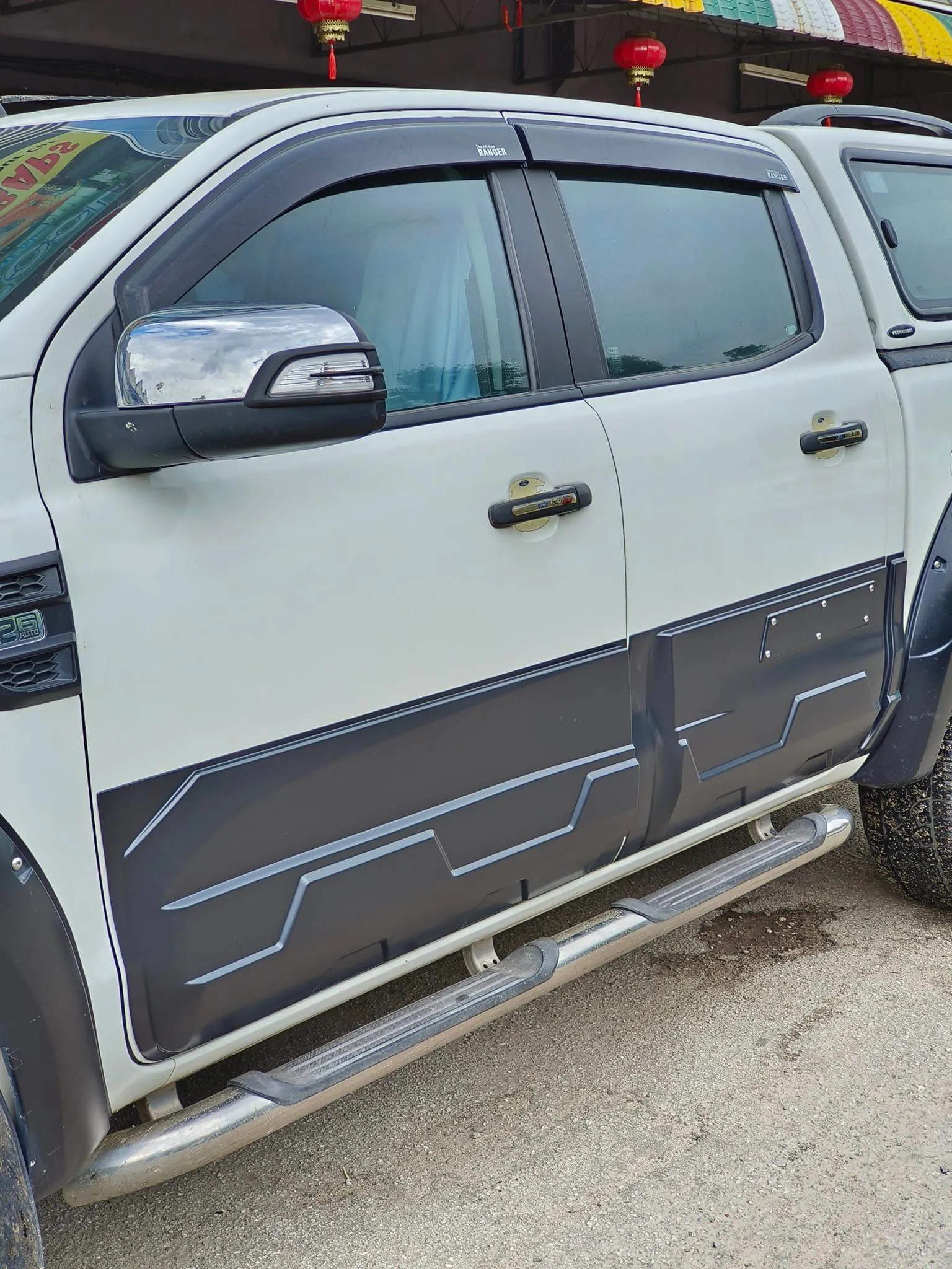 JHCHAN Body Cladding For Ford Ranger 2011-2022, ABS Material, Matte Black, Side Doors Moulding Strip Kit, 4PCS