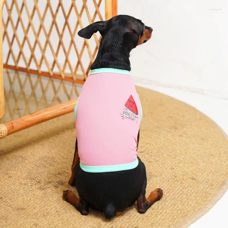 Dog Apparel Summer Clothes With Watermelon Pattern In Elastic And Breathable Fabric