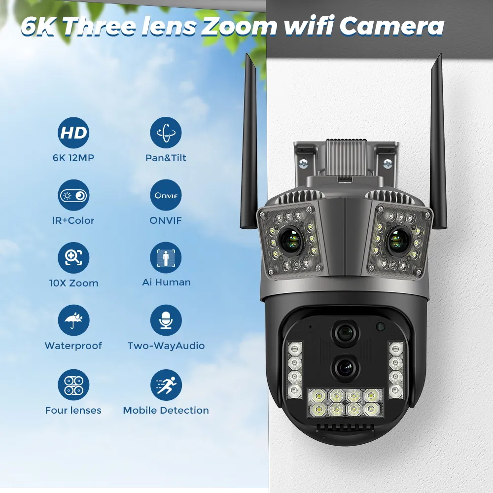 DHgate.com:4K Outdoor PTZ Camera with 8MP, Four Lenses, Three Screens ...