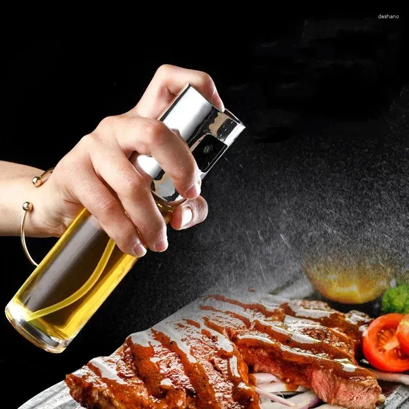 Bottiglie di stoccaggio Flacone spray per olio da 100 ml Cottura al forno Spruzzatore di aceto Nebulizzatore Contenitore in vetro per barbecue per cucina BBQ Oliva