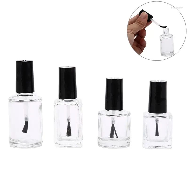 Förvaringsflaskor 10 ml/15 ml transparent nagellackglasflaska tom med ett lock för kosmetiska behållare