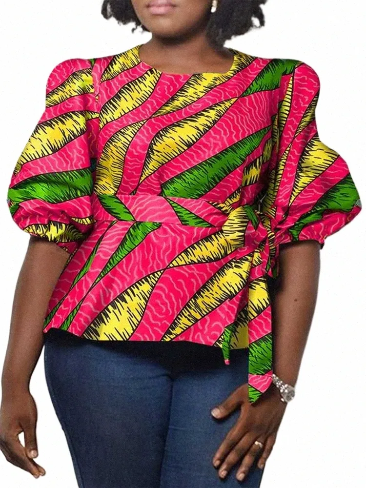 plus Size VONDA Women Elegant Blouse 2024 Fi Short Puff Sleeve Printed Party Shirts Casual Pullover Tops Oversize Shirts K7N1#