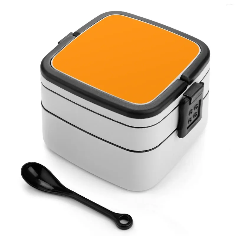 Servis Dark Orange Double Layer Bento Box Portable Lunch för barnens skolbakgrund