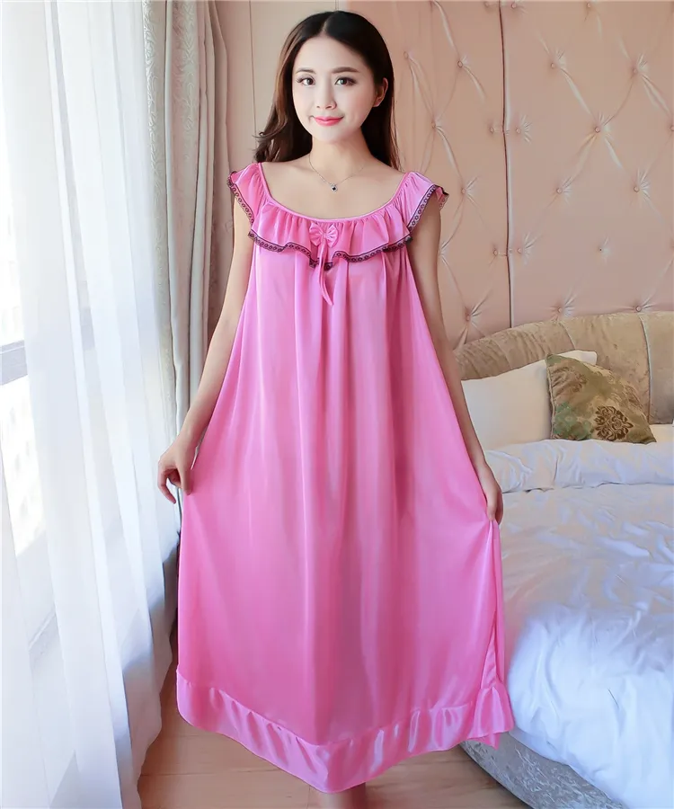 6xl Robe Plus Size Silk Nightgown: 6XL Satin Sleep Dress - Sexy O-Neck Lingerie ...