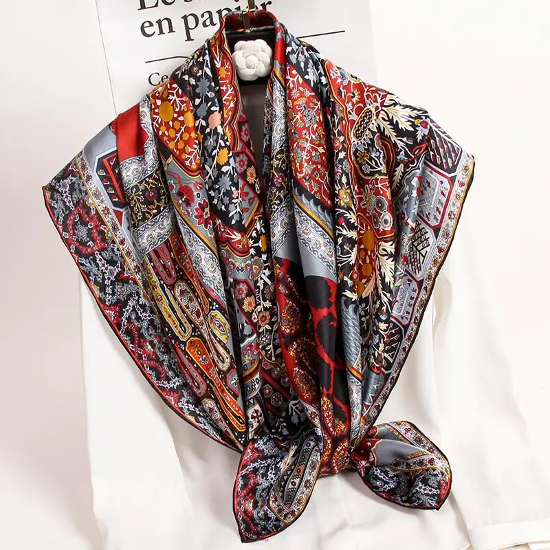 2024Premium Silk Square Scarves for Women, 100% Real