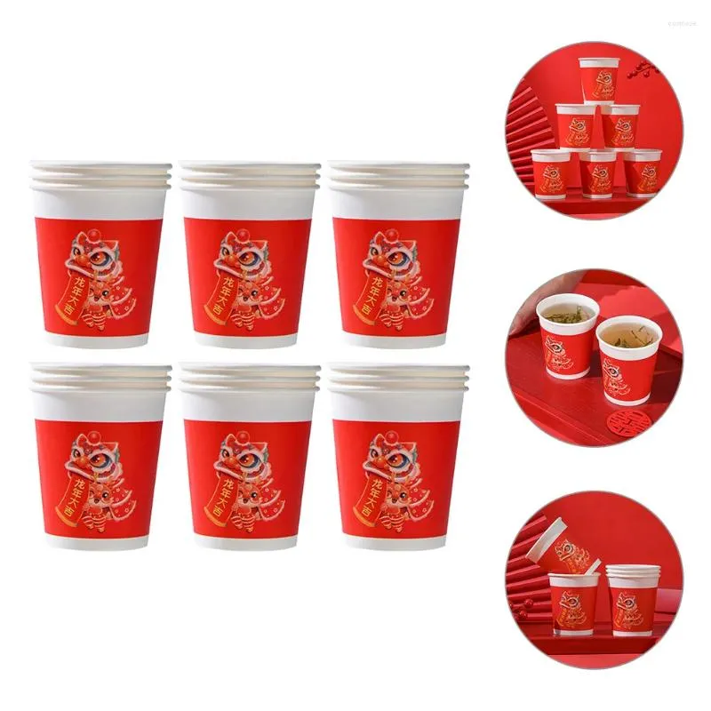 Tasses jetables Paies 50 PCS Papier Cup de Noël Café de Noël Festival Water Année Banquet de bureau de fête de ménage Boire