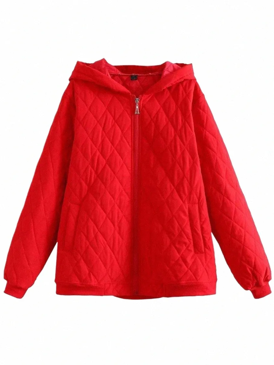 Abbigliamento da donna Cappotto trapuntato taglie forti Inverno Fi Mantieni giacca calda Semplice Argyle Outwear R9s5 #