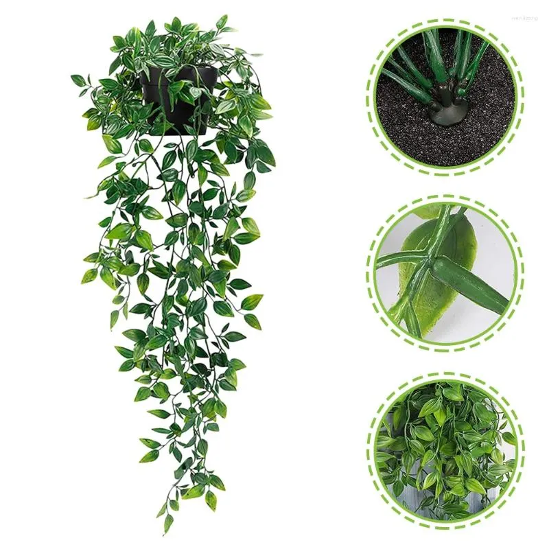 Dekorativa blommor 2 datorer Simulering Mandala Fake Green Planter Plants Artificial Hanging With Pots Plastic