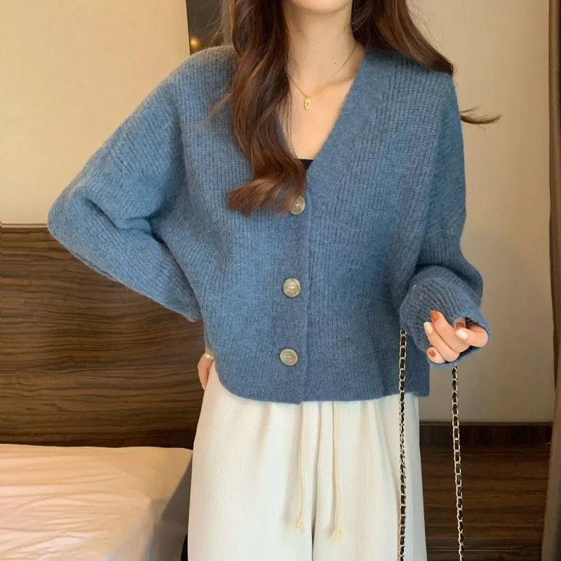 Korean Loose Fit V-Neck petite knitwear for Women - Spring