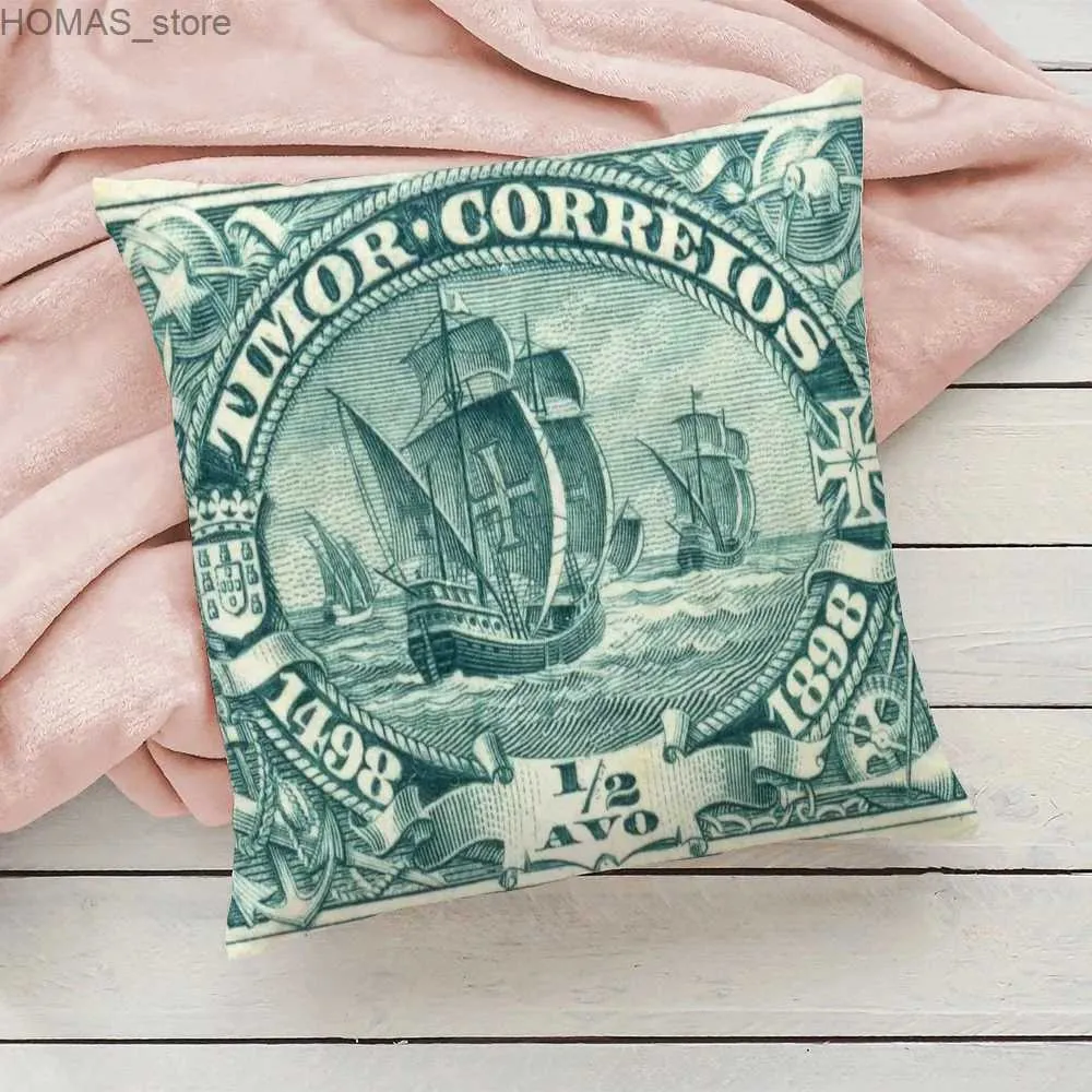 Pillow Case Dekoratywny znaczek prezentowy dwustronny kwadratowy okładka dom i dekoracja s na sofę Dupleks Drukowanie poduszki Y240401