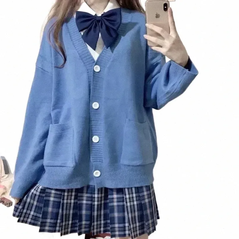 V-Ausschnitt Stil 5 Frühling Mädchen College Uniform Pullover Schule Cosplay Student Japan Farbe Herbst Gestrickte Cott Cardigan N8sn #