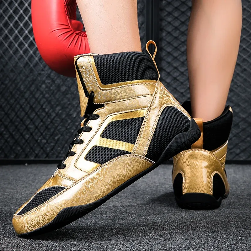 Boots Boxing sports shoes women's foot protection fighting shoes men's high top breathable wrestling shoes professional training shoes