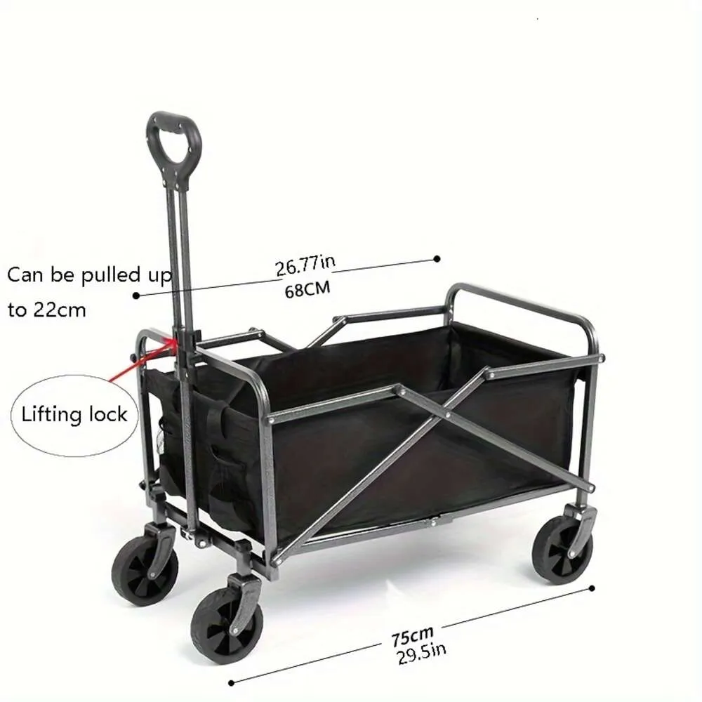 pieghevole da esterno con maniglia regolabile a 4 ruote, robusto carrello pieghevole la spesa, carrello carichi pesanti, carrello, accessori da campeggio, stoccaggio domestico e