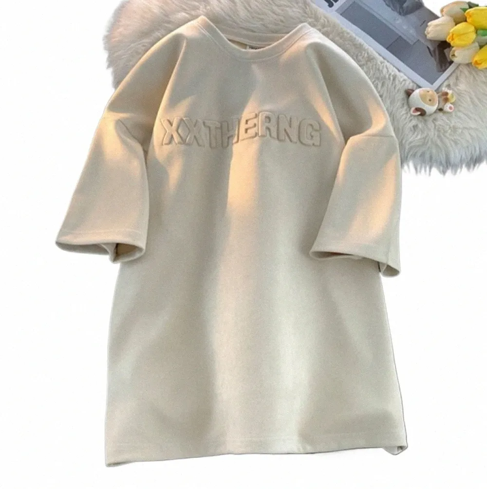 150kg Été Rétro Lettre 3D Impression Grande Taille T-shirt pour Femmes Rue À La Mode Femmes T-shirt Casual Femmes Grande Taille Tee Tops 12Q9 #