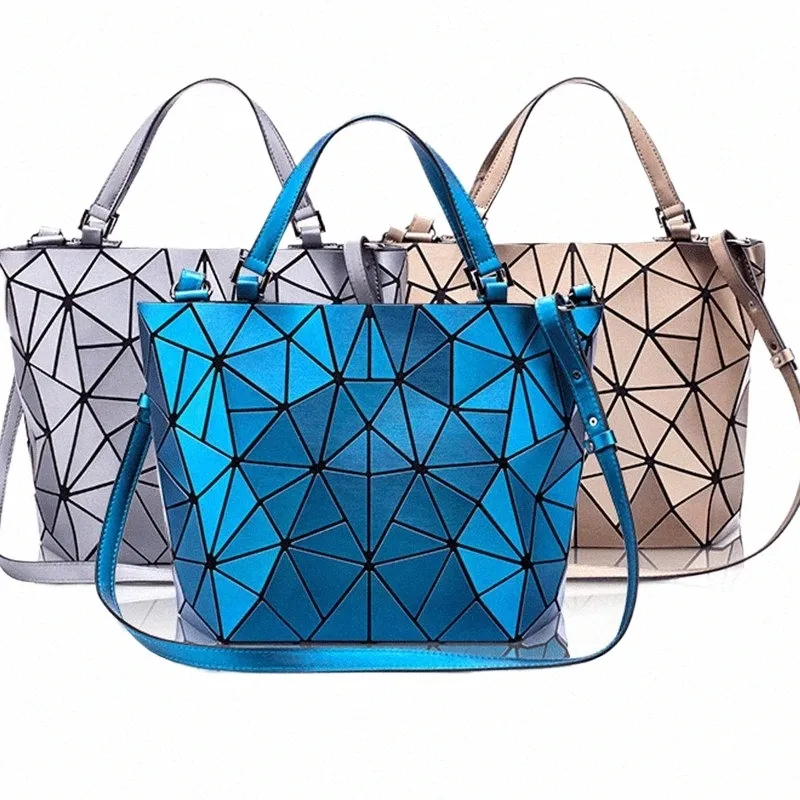 Kvinnlig topphandtag påse hologram frostad matt crossbody väska hög kvalitet hinkväska geometrisk handväska bolsa feminina t04c#