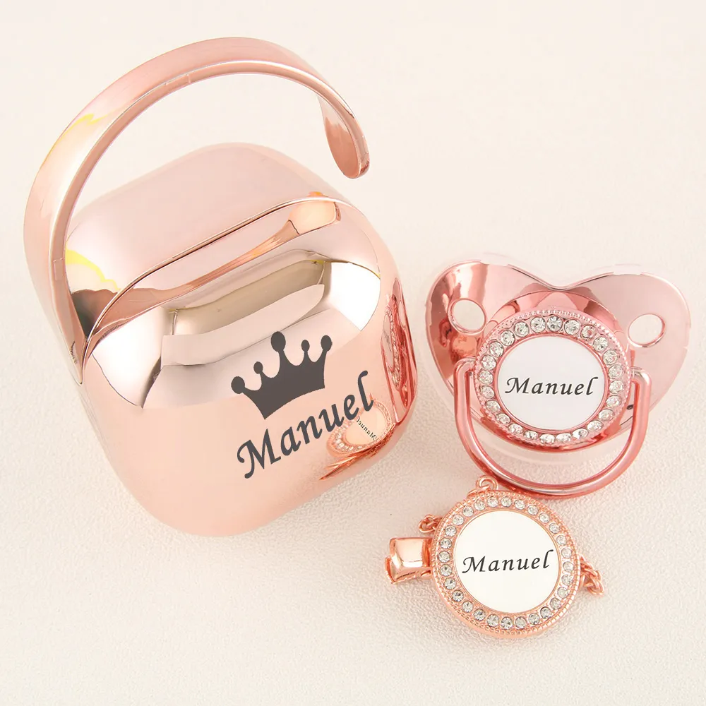 Luxury Personalized Any Name Rose Gold Bling Baby Pacifier And