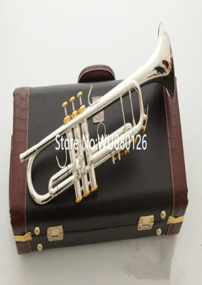 Sälj LT180S37 Trumpet B Flat Silver Plated Professional Trumpet Musical Instruments With Case 8889598