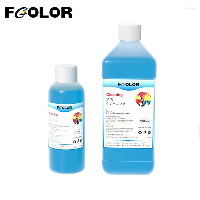 Kit di ricarica d'inchiostro Fcolor 1000ML Soluzione di pulizia DTF forte Liquido bianco per ugello per stampante a getto d'inchiostro XP600 L1800 1390 DX5