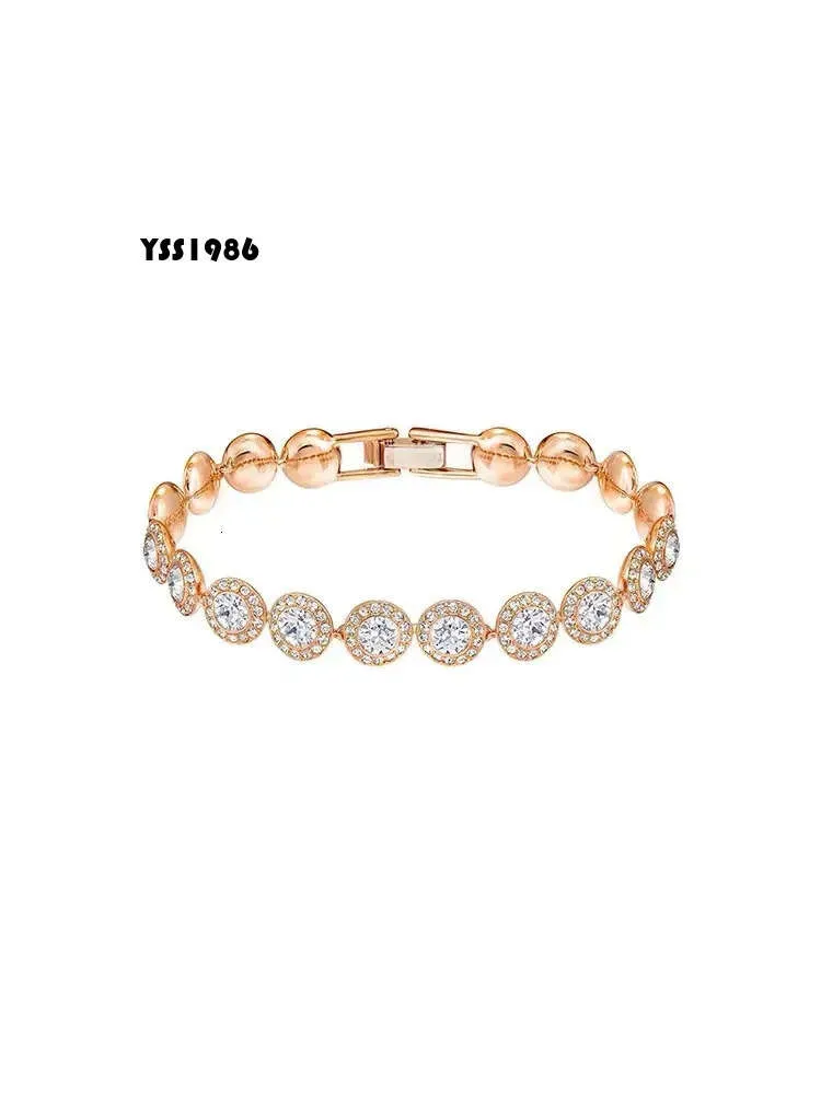 2023 Nowa bransoletka anielska Shine Blue Rose Gold Clear Crystal Original for Mom Girlfriend Wyślij romantyczne prezenty biżuterii1