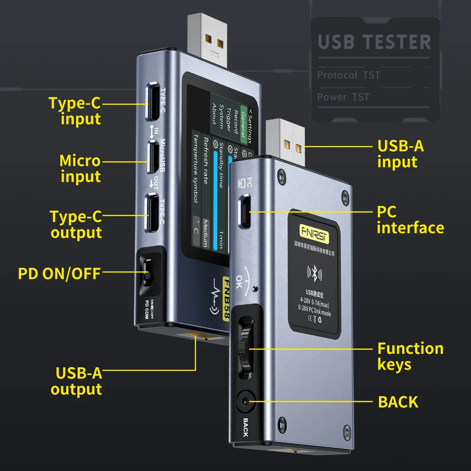 fnirsi fnb58デジタル電圧計量計電流電圧計USBテスター電圧インジケーター電気技師向けプロフェッショナルツール