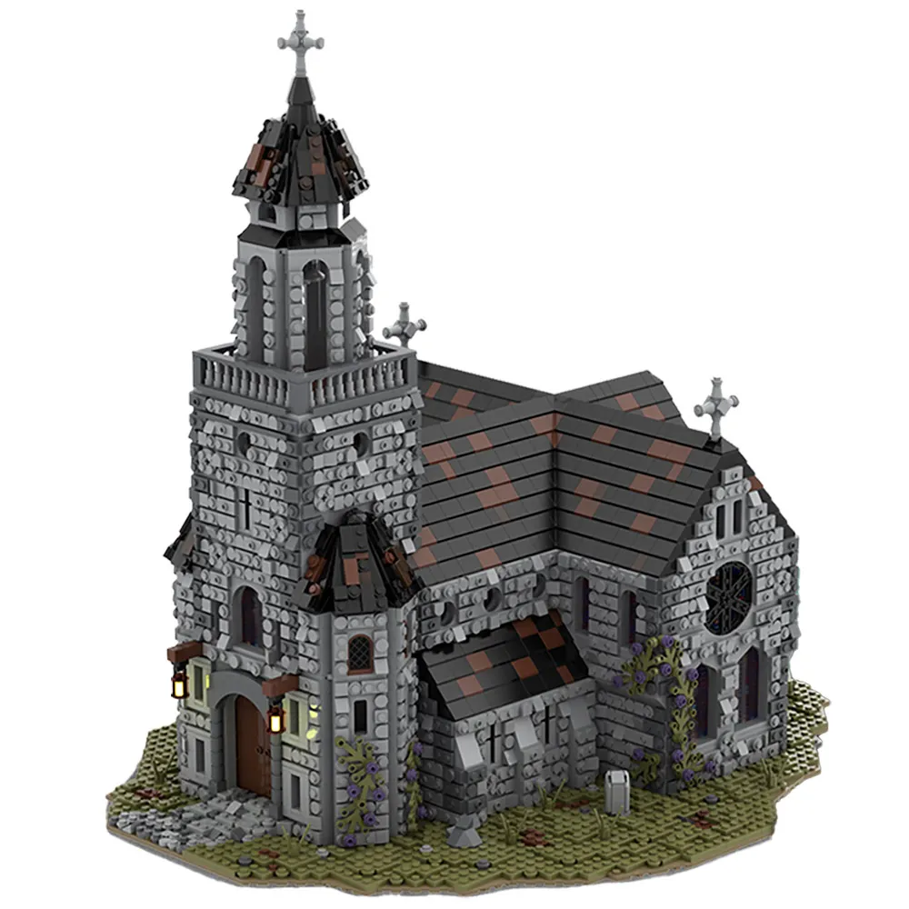 MOC Retro Cathedral célèbre bloc de construction médiévale Castle Church Architecture Bricks Toys for Children Birthday