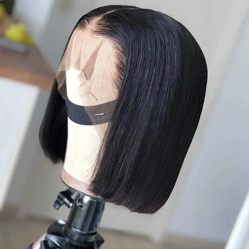 NXY VHAIR WIGSショートボブウィッグ13x6黒人女性のための人間の髪の毛ブラジル5x5Lace前頭前骨摘み骨ストレート240330