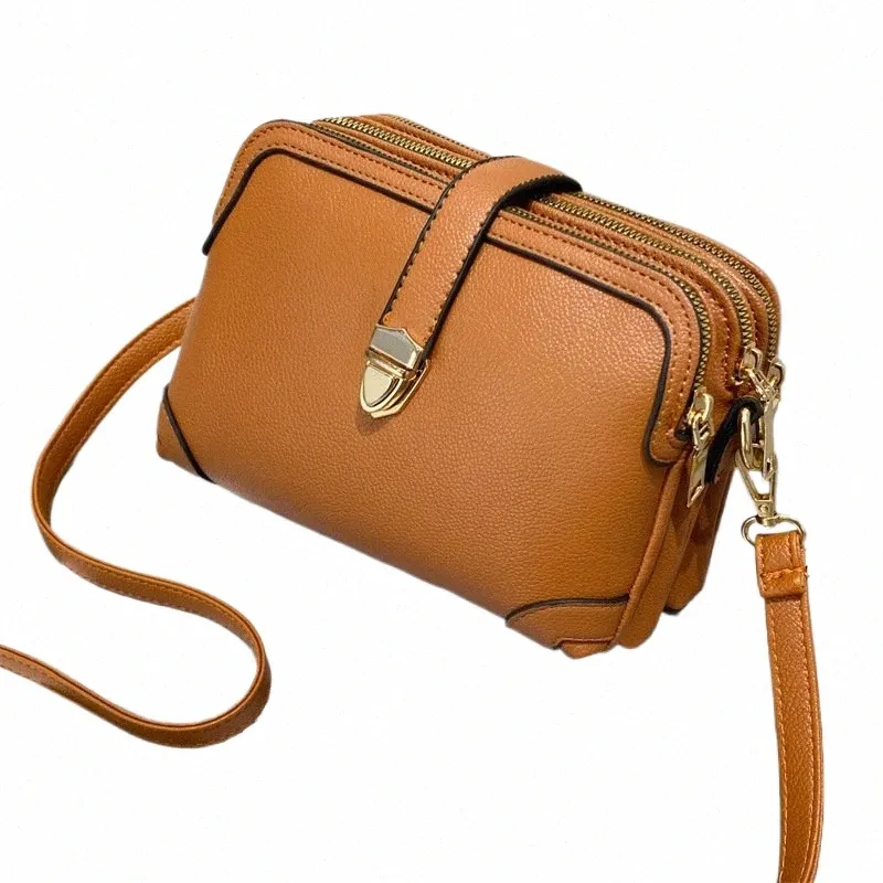 Designer de luxe Couleur unie Petit sac à main Fi Épaule Sac à bandoulière Dames Pu Cuir 3 Couche Shell Satchel Sacs l1Mr #