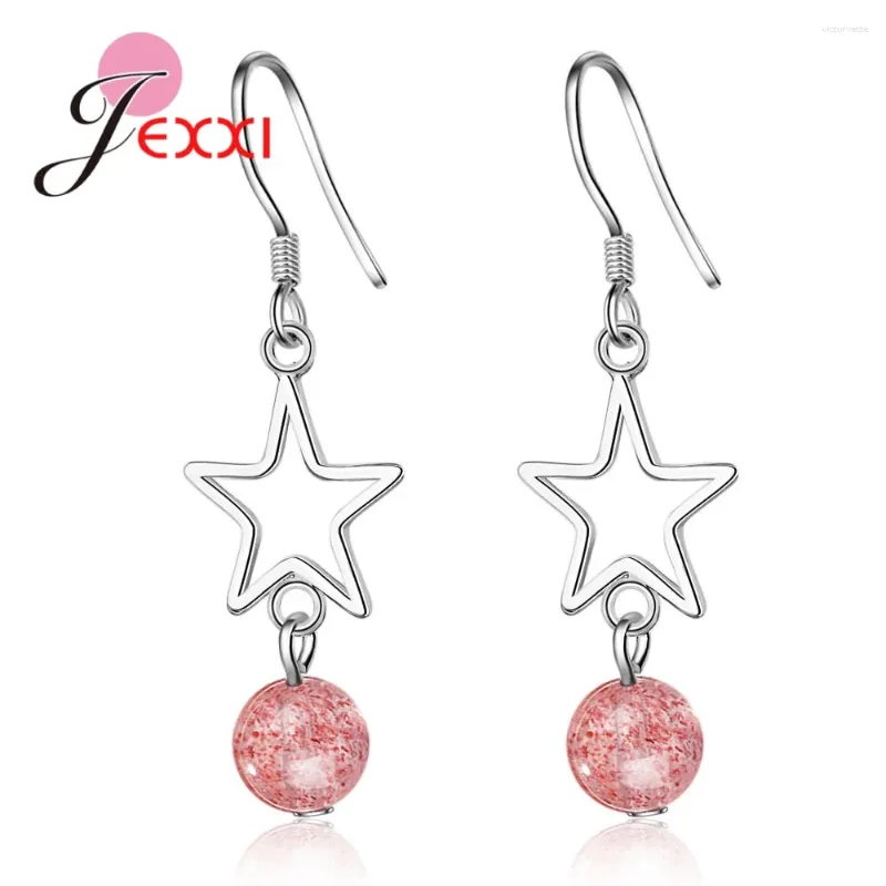 Dangle Oorbellen Leuke 925 Sterling Silver Drop Voor Vrouwen Top Sale Roze Aardbei Kristallen Oorbel Mode-sieraden Bruiloftsfeest