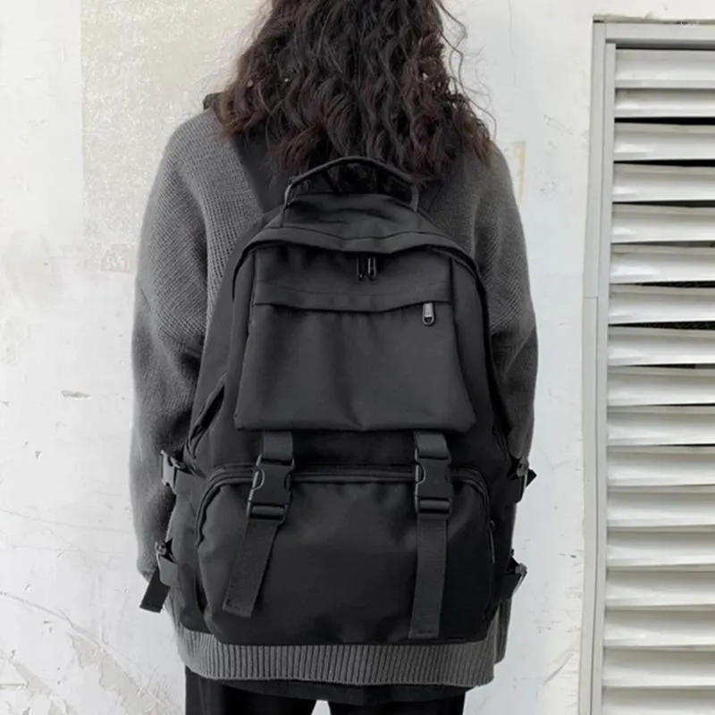 Lagerung Taschen Einfache Rucksäcke Große Kapazität Reisetasche Solide Harajuku Student Schul Rucksack Frauen Mann Unisex High Street