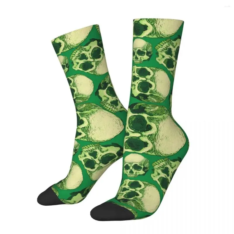 Chaussettes pour hommes Crânes verts Crâne Squelette Mâle Hommes Femmes Bas d'hiver Hip Hop