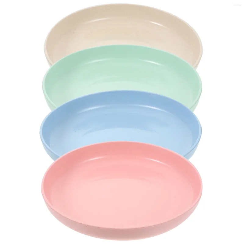 Учебные посуды наборы 4 шт. Пластинка пластиковые салат из столовых приборов тарелки с тарелками дома круглые блюдо волокно ребенка
