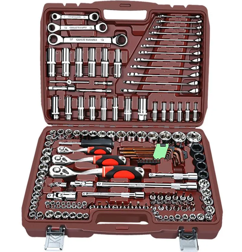 Bilreparationsverktygsspärrmoment Skiftnyckel Skruvar Skruvmejseluttag Set Combo Tools Kit Bicycle Auto Reparation Tool Mechanic A1236546