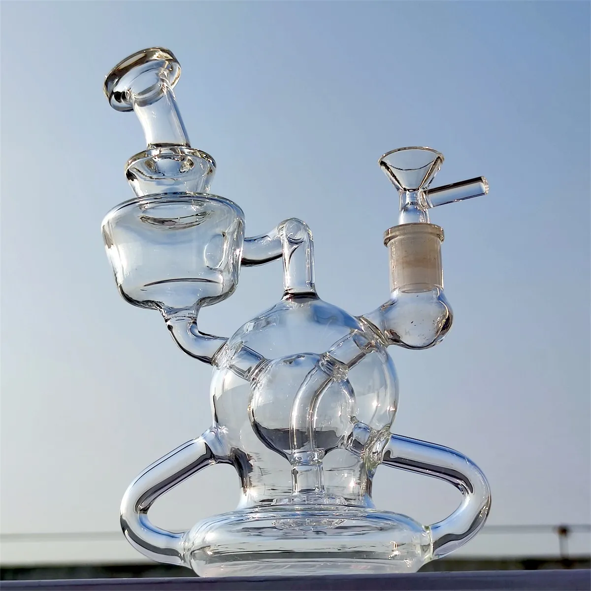 2024 Heady Glass Neo Fab Luxury Desing Rig 8 pouces Bangs en verre Pipe à eau Bong Tabac Fumer 14MM Bol Dab Rig Recycler Bubbler Pipes