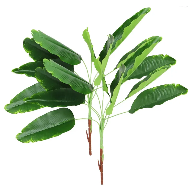 Decorative Flowers 2 Pcs Simulated Banana Leaf Leaves Decoration Artificial The Office Green Fake Iron Wire Ornament For Crafts