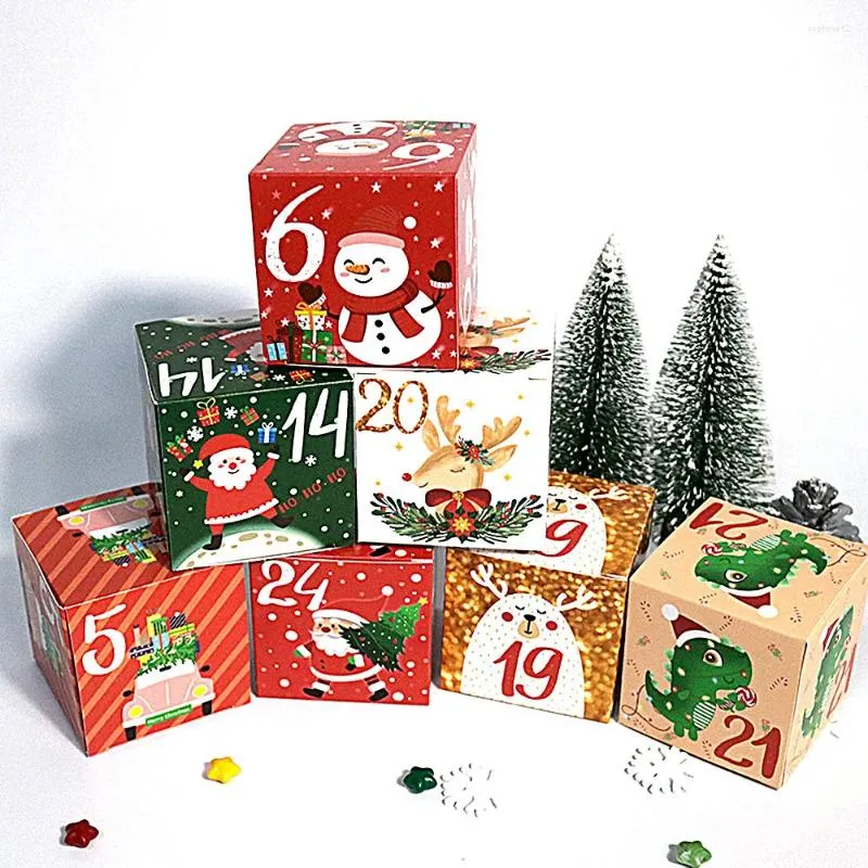 Present Wrap 24st/Lot Christmas Advent Calendar Box Kids Xmas för hemåret Favors Noel Navidad Decor 2024