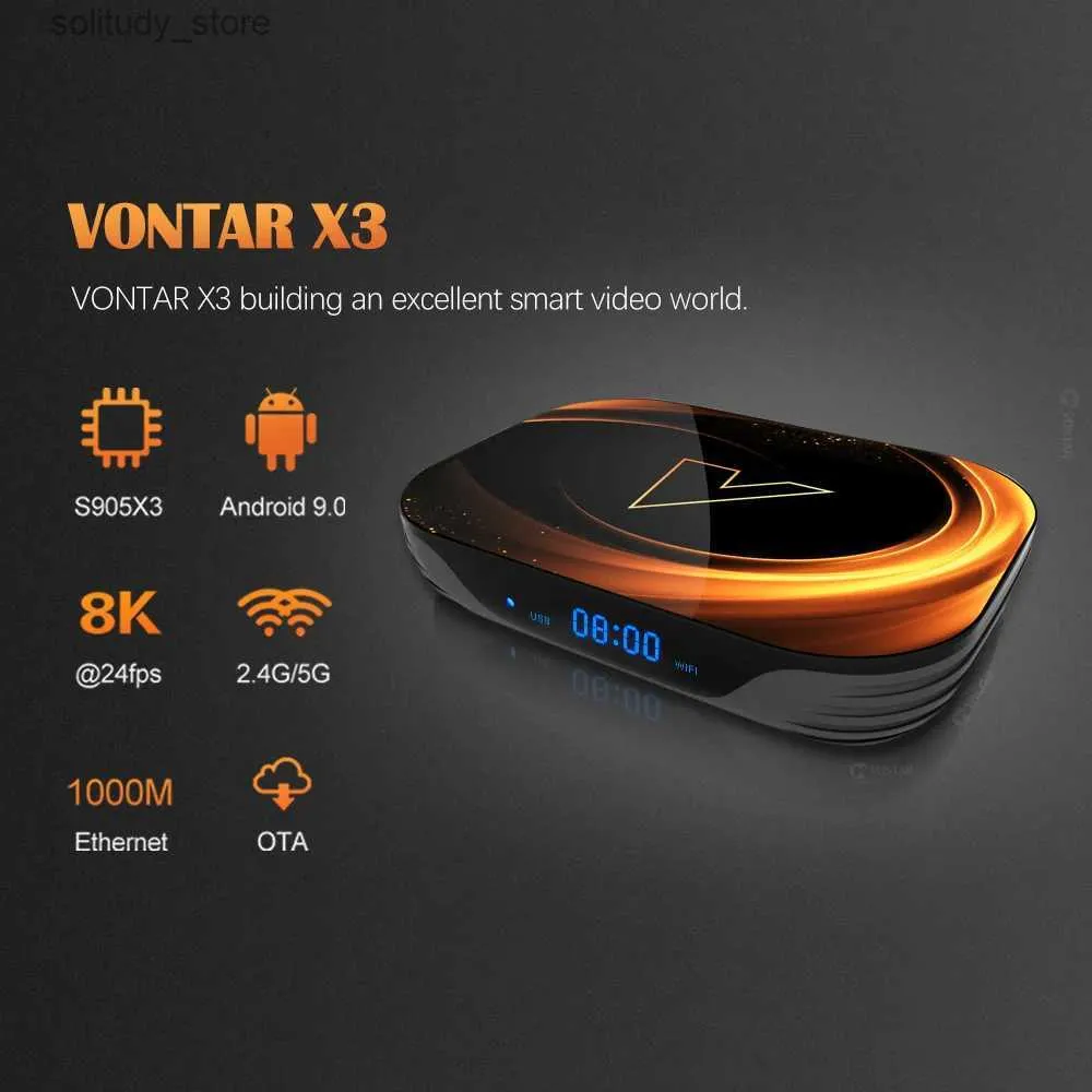 Décodeur VONTAR X3 4GB 128GB 8K Smart Android 9.0 TV Box Android 9 Amlogic S905X3 Wifi 1080P 4K Google Player décodeur 4G 64G Q240330