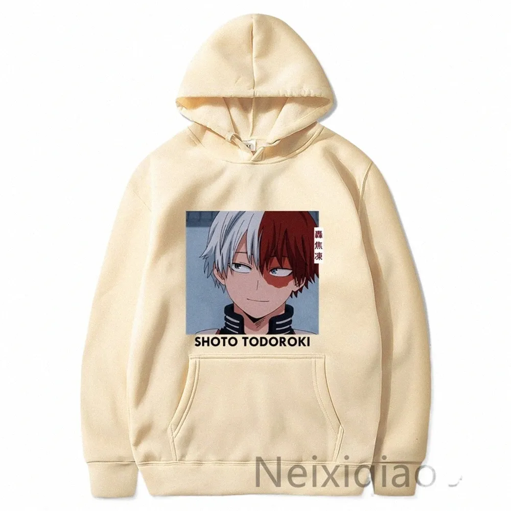 Plus Size Anime My Hero Academia Shoto Todoroki Felpe con stampa Donna Uomo Stile giapponese Casual Autunno Inverno Girocollo con cappuccio Z03R #