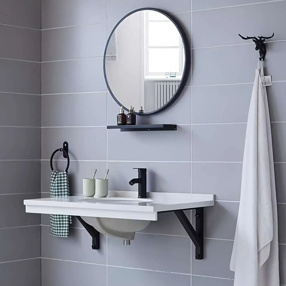 1pc eenvoudige badkamer ronde muur hangende explosieveilige aanrecht make-up spiegel, huisdecoratie