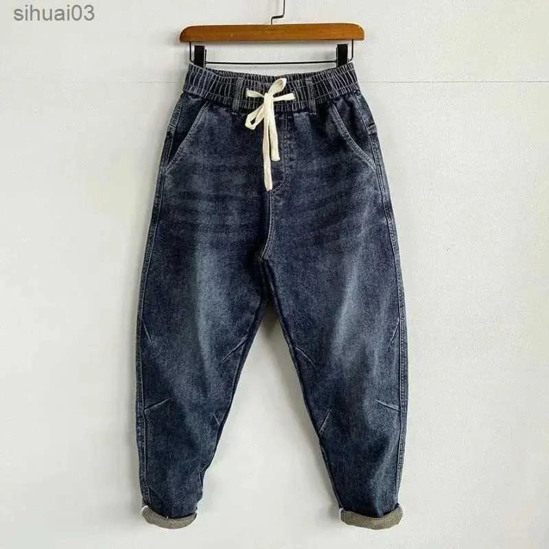 Męskie dżinsy męskie dżinsy dżinsy przycięte spodnie haremowe dżinsy stretch dżinsowe ubrania uliczne 90s 11